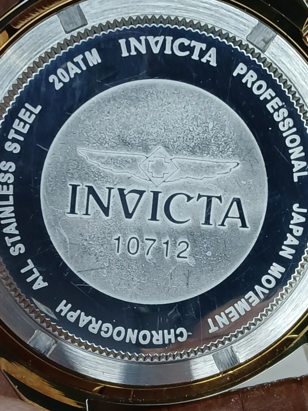 ​Invicta Speedway 10712 Gold Tone Brown Dial Chronograph Watch 200M Leather